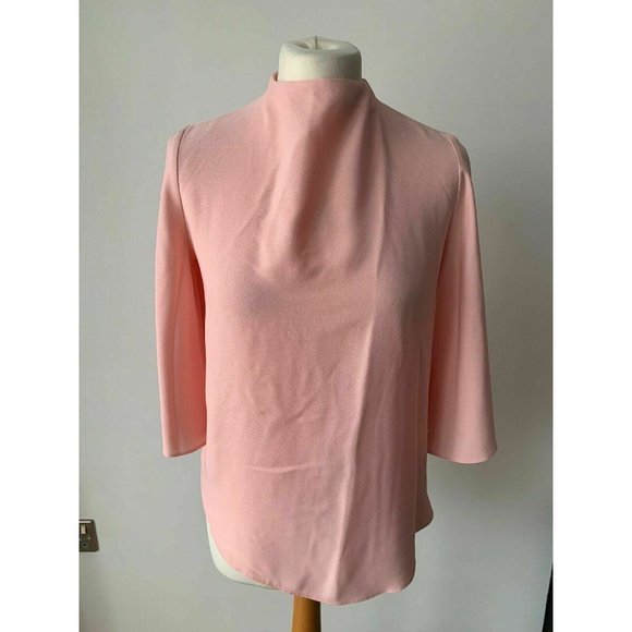 River Island Tops - River Island Light Pink Blouse High Neck Size 8  Bell Sleeves